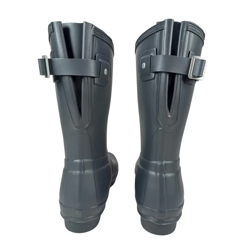 Hunter Original Short Rain Boots Womens 8 Dark Slate Rubber Adjustable‎ Buckle